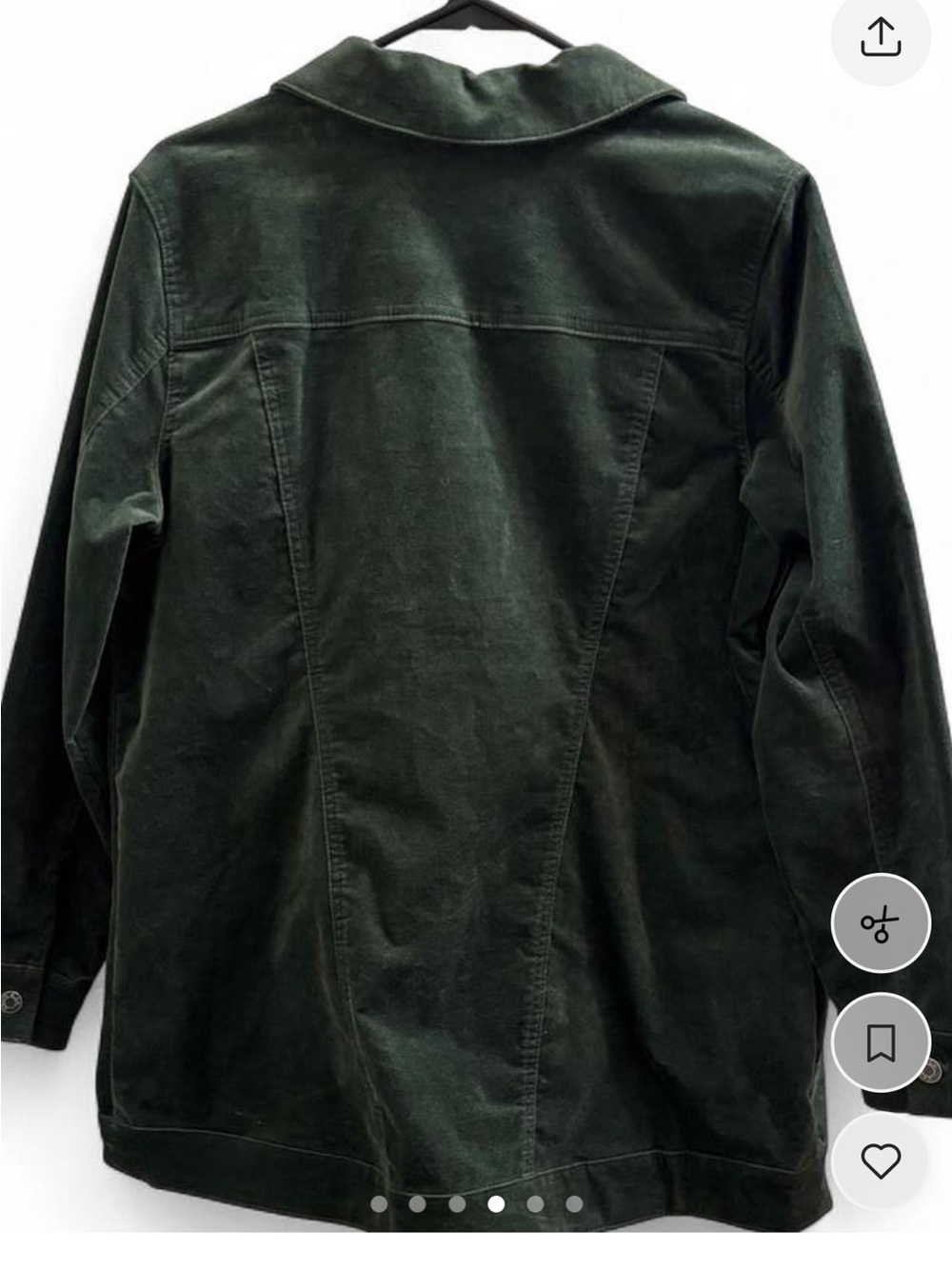 Denim & Co stretch Corduroy Shacket Forest Green  size M - Picture 3 of 5